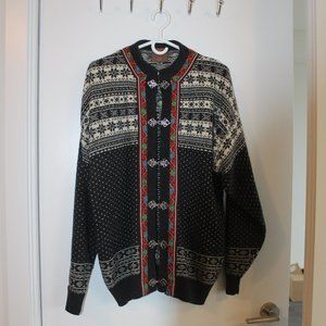 Christiania Nordic Sweater Wool Cardigan Norway Fair Isle Ladies sz L